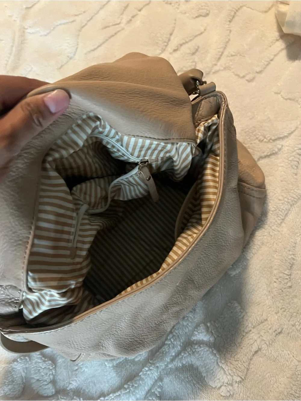 kate spade Taupe Pebbled Leather Crossbody Bag